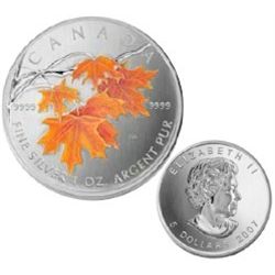 RCM Lot;  Includes 2007 $5 Coloured Silver Maple Leaf - Sugar Maple in Orange. (TAX Exempt)