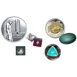 RCM Lot;  includes 2008 50¢ Sterling Triangle Milk Delivery issue, 1997 John Cabot 10¢, 2002 Vimy 5¢