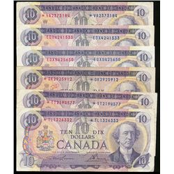 1971 $10 Replacement Lot;  includes 6 different replacement issues VG to F+.