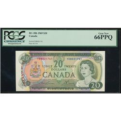 1969 $20 BC-50b #YB8021741, PCGS Gem UNC66PPQ.