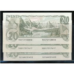 1979 $20 BC-54a, BC-54b & BC-54c.  Lot of 3 notes AU to UNC.