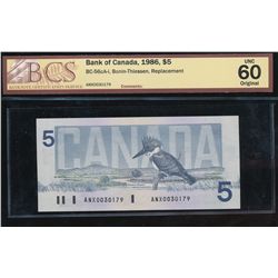 1986 $5 BC-56cA-i #ANX0030179, BCS CUNC-60 Original.