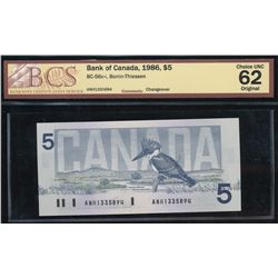 1986 $5 BC-56c-i #ANH1335894, BCS CUNC-62 Original.