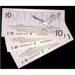 1989 $10 BC-57aA #ADX(3).  Lot of 3 crisp UNC replacement issues.