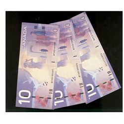 2007 $10 BC-68a #BTV0185487, BC-68aA #BTV0139023 Both VF to VF+ & BC-68aA #BEY2720894 UNC.  Lot of 3