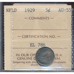 Nfld 1929 5¢ ICCS AU55.