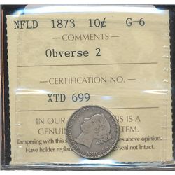Nfld 1873 10¢ Obv 2 ICCS G6.