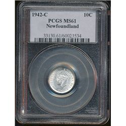 Nfld 1942c 10¢ PCGS MS61.