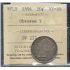 Image 1 : Nfld 1894 20¢ Obv 1 ICCS VF30.