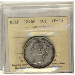 Nfld 1876H 50¢ ICCS VF20.