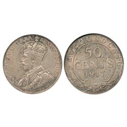 Nfld 1917c 50¢ NGC AU58.  Attractvie with strong lustre.