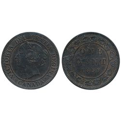 1859 1¢ Nar 9, Repunched 85 ICCS AU55.