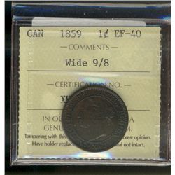 1859 1¢ Wide 9/8 ICCS EF40.