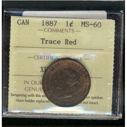 1887 1¢ ICCS MS60 Trace Red.