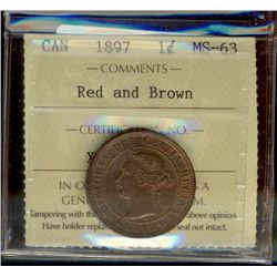 1897 1¢ ICCS MS63RB.