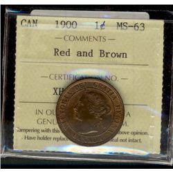 1900 1¢ ICCS MS63RB.  Strong lustre.