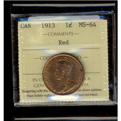 1913 1¢ ICCS MS64RD.