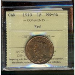 1919 1¢ ICCS MS64RD.