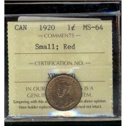 1920 1¢ Sml ICCS MS64RD.