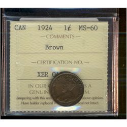 1924 1¢ ICCS MS60BN.