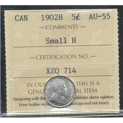 1902H 5¢ Small H ICCS AU55.