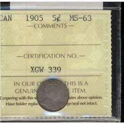 1905 5¢ ICCS MS63.
