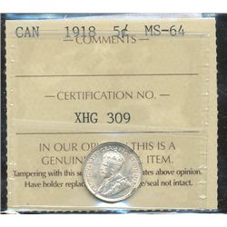 1918 5¢ ICCS MS64. Blast white.