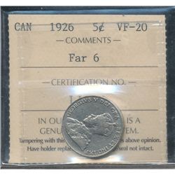 1926 5¢ Far 6 ICCS VF20.