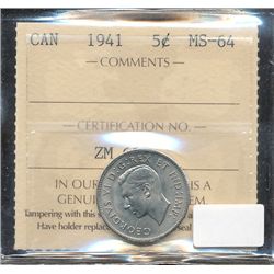 1941 5¢ ICCS MS64. Tough issue for grade.