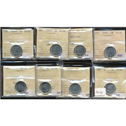 2004P 5¢, 2005P, 2006, 2008, 2009, 2010, 2011 & 2013 all ICCS MS66.  Lot of 8 coins.