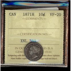1871H 10¢ ICCS VF20.