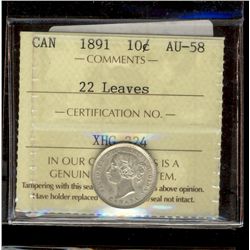 1891 10¢ 22 Lvs ICCS AU58.
