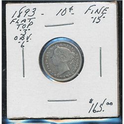 1893 10¢ FT Obv 6 F+. (PBA)