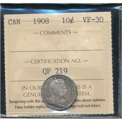 1908 10¢ ICCS VF30.