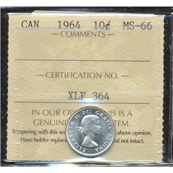 1964 10¢ ICCS MS66.  Blast white issue.