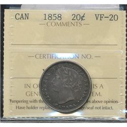 1858 20¢ ICCS VF20.
