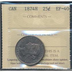 1874H 25¢ ICCS EF40.
