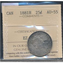 1881H 25¢ ICCS AU55.