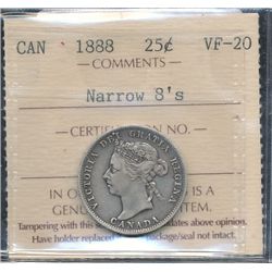 1888 25¢ Nar 8's ICCS VF20.
