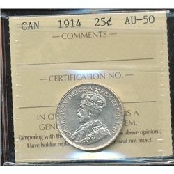 1914 25¢ ICCS AU50.