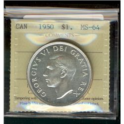 1950 $1 ICCS MS64.  Balst full white.