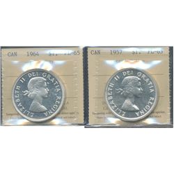 1957 $1 & 1964 ICCS PL65.  Lot of 2 coins.
