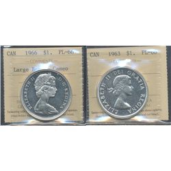 1963 $1 & 1966 ICCS PL66.  Lot of 2 coins.  1966 designated with Cameo.