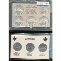 1965 $1 Complete Type Set;  Set of 5 coins in rigid Capitol type holder with coin varieties describe