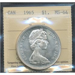 1965 $1 Type V ICCS MS64.