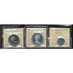 1974 $1 Nickel & Silver SP66 Cameo.  Also includes 2005P 5¢ MS66.  Lot of 3 ICCS coins.