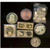 Image 1 : Medallions;  small lot includes 1oz US Copper round, Buffalo $50 1 oz Gold COPY, a small lot of appr
