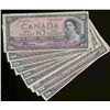 Image 1 : 1954 $10 BC-32a & BC-32b.  Lot of 9 notes VG to F.
