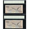 Image 1 : 1988 $100 BC-60a #AJT8591037/8591020 both CCGS CH UNC63.
