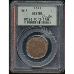 1918 1¢ PCGS MS65RB.